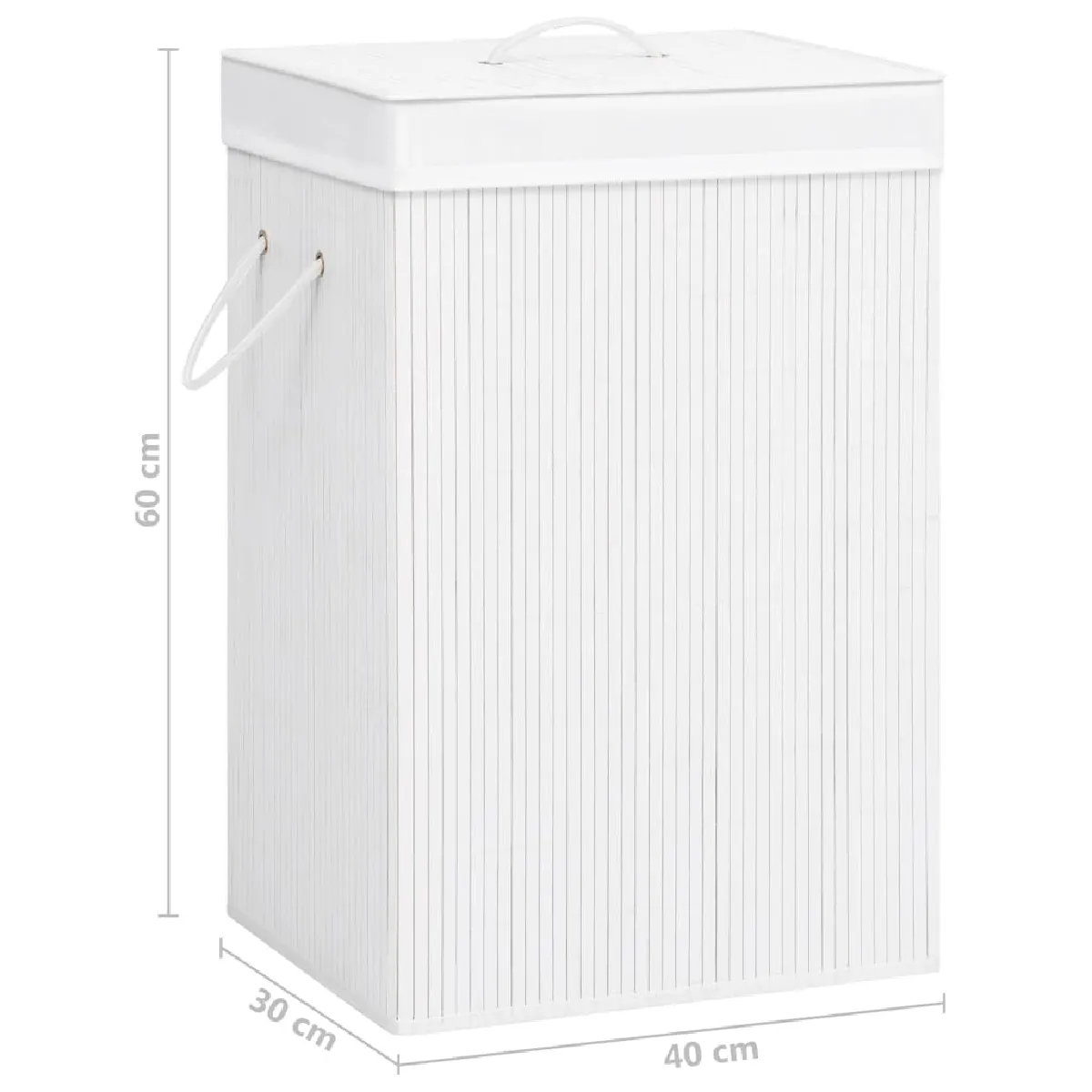vidaXL Panier à linge bambou - Blanc