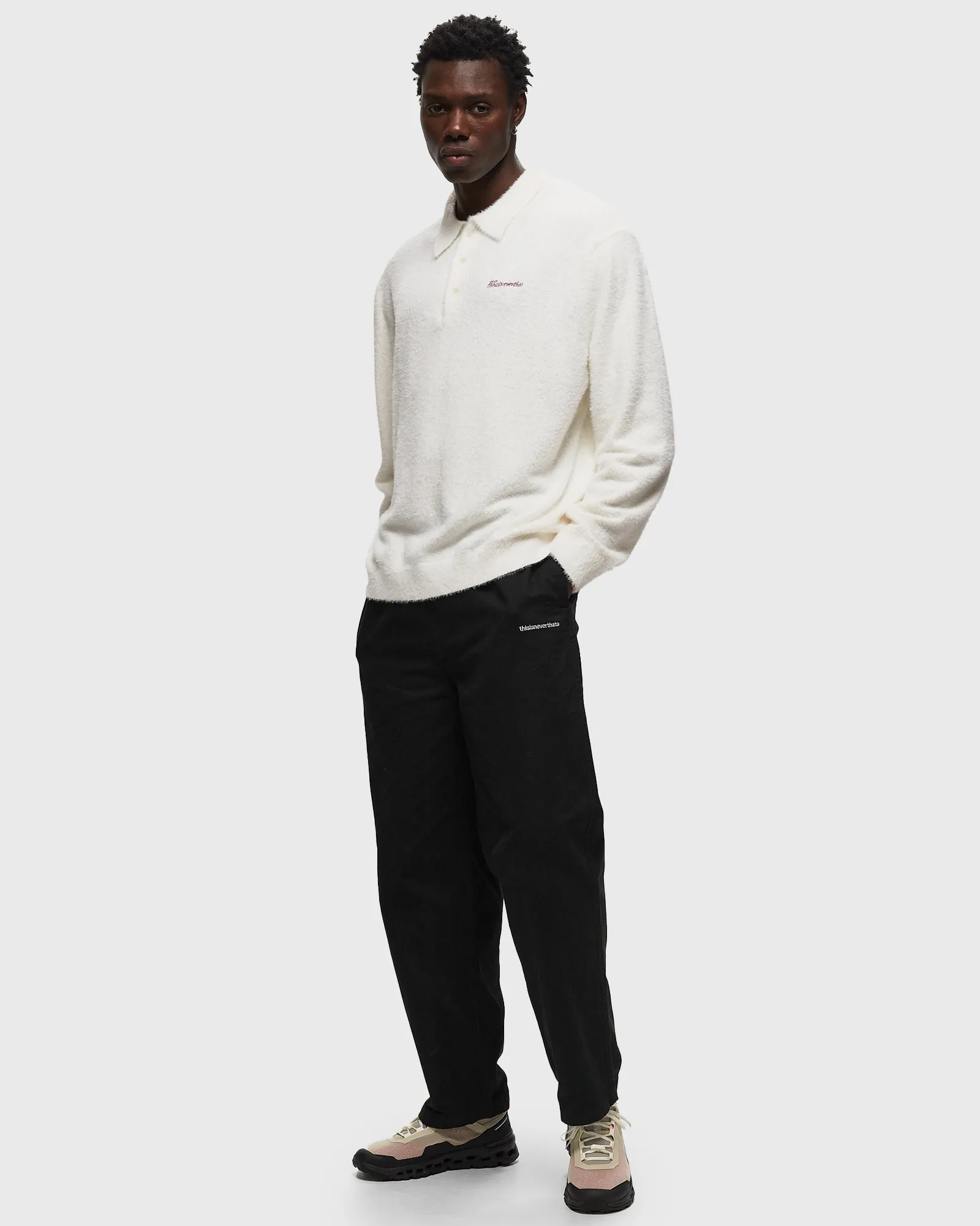 thisisneverthat Script Shaggy Knit Polo