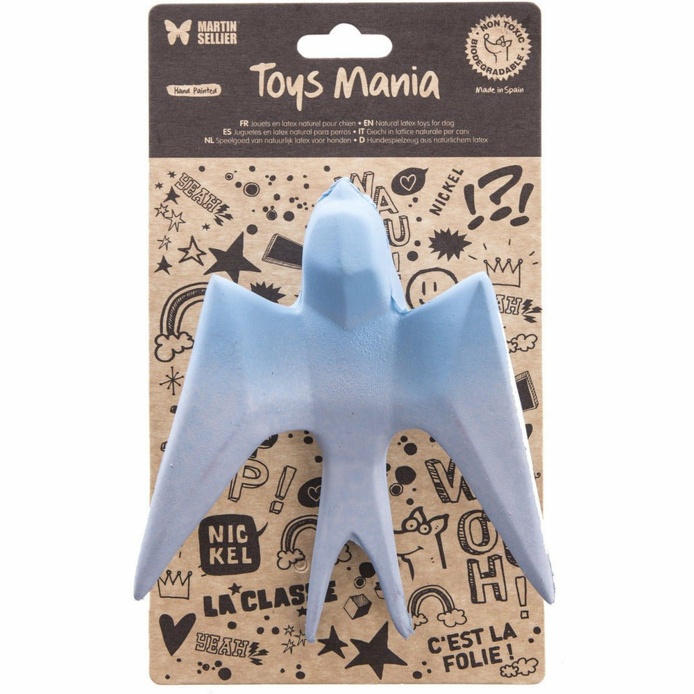 Hirondelle en latex naturel pour chiens - jouet sonore, peint à la main