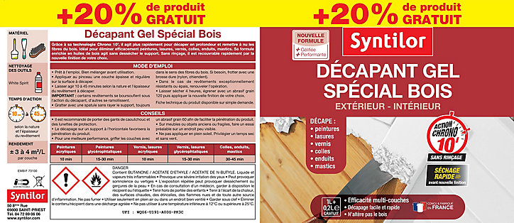 Décapant gel spécial bois Syntilor 1L + 20% gratuit