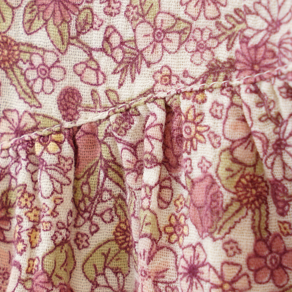 Topolino Pure Collection Mädchen Musselin-Kleid mit Blümchen hellbeige / dunkelrosa