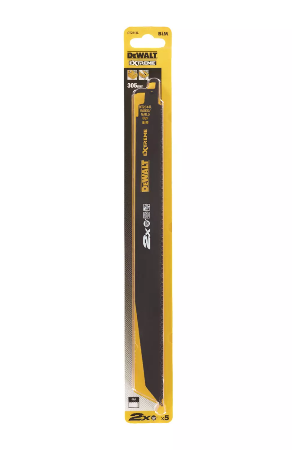 DeWALT DT2314L Reciprozaagblad - 305 x 4,2mm - Hout met spijkers (5st)