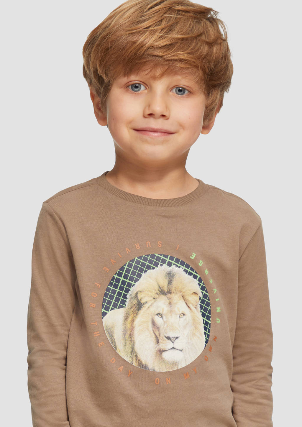 s.Oliver longsleeve met printopdruk bruin