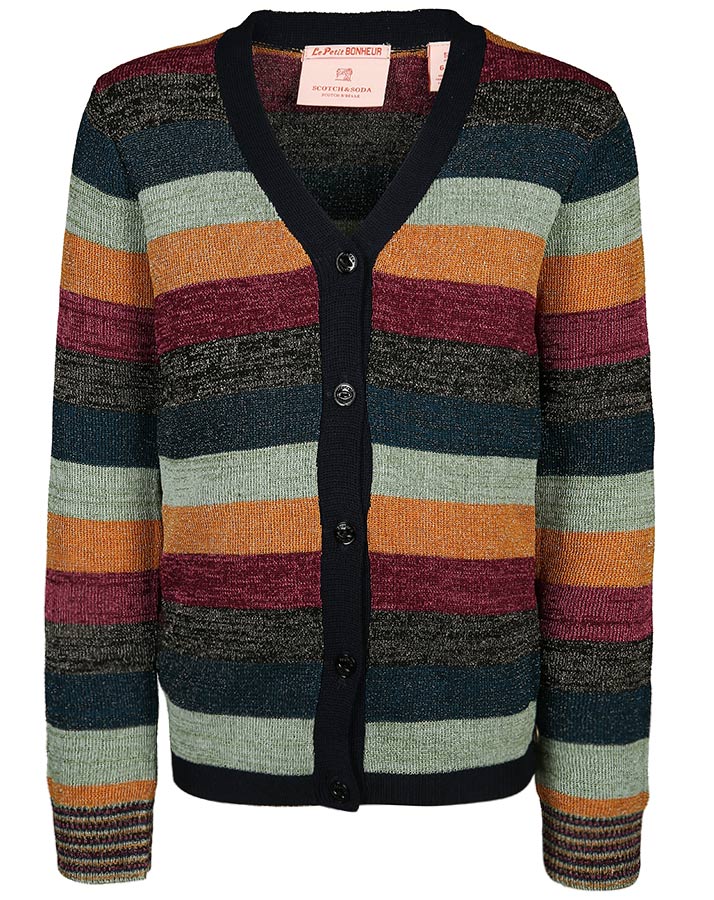 Strickjacke BIENVENUE Á PARIS mit Glitzer in bunt