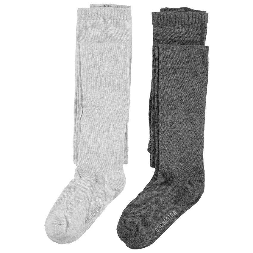 Lot de 2 collants épais unis - Gris chiné