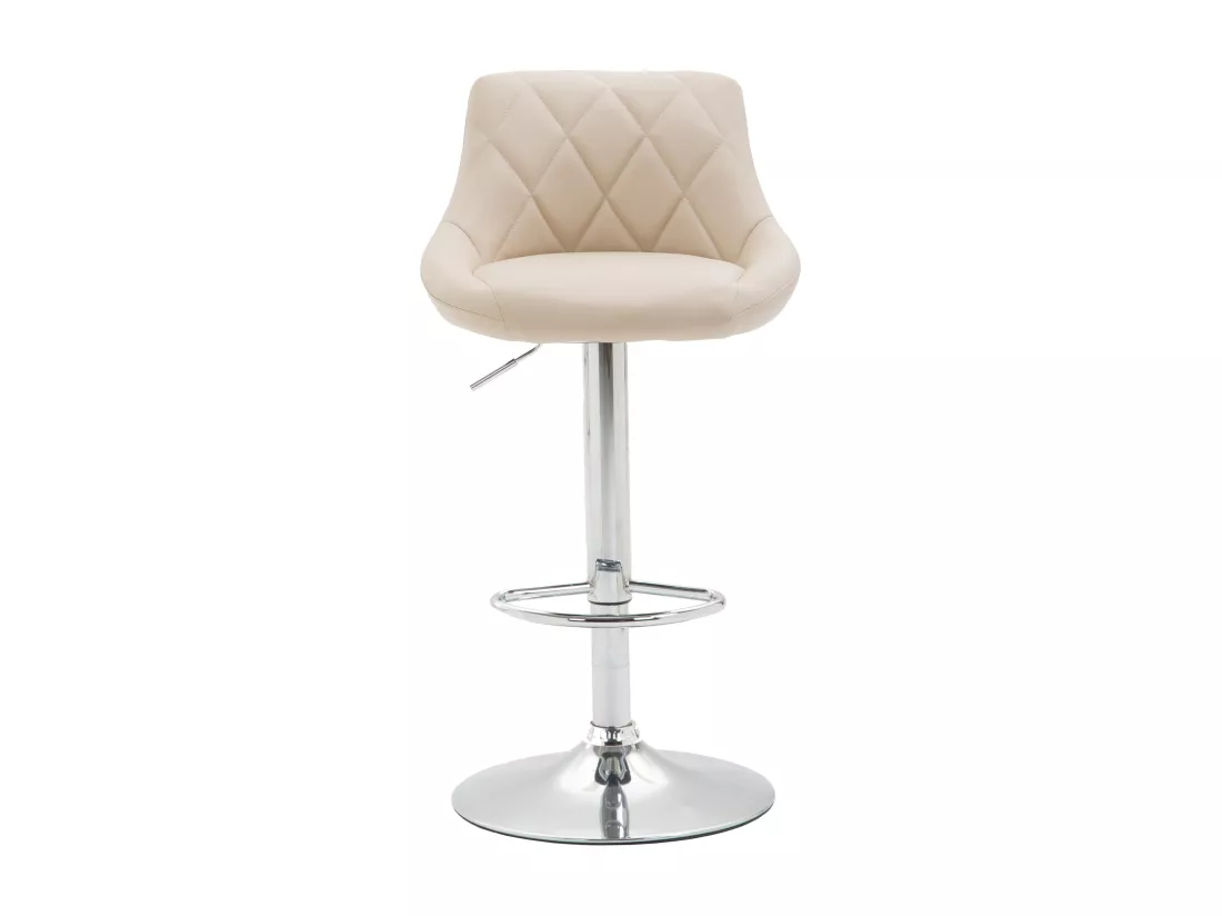 Lot de 2 Tabourets de bar - Similicuir & Métal chromé - Crème - Lazio