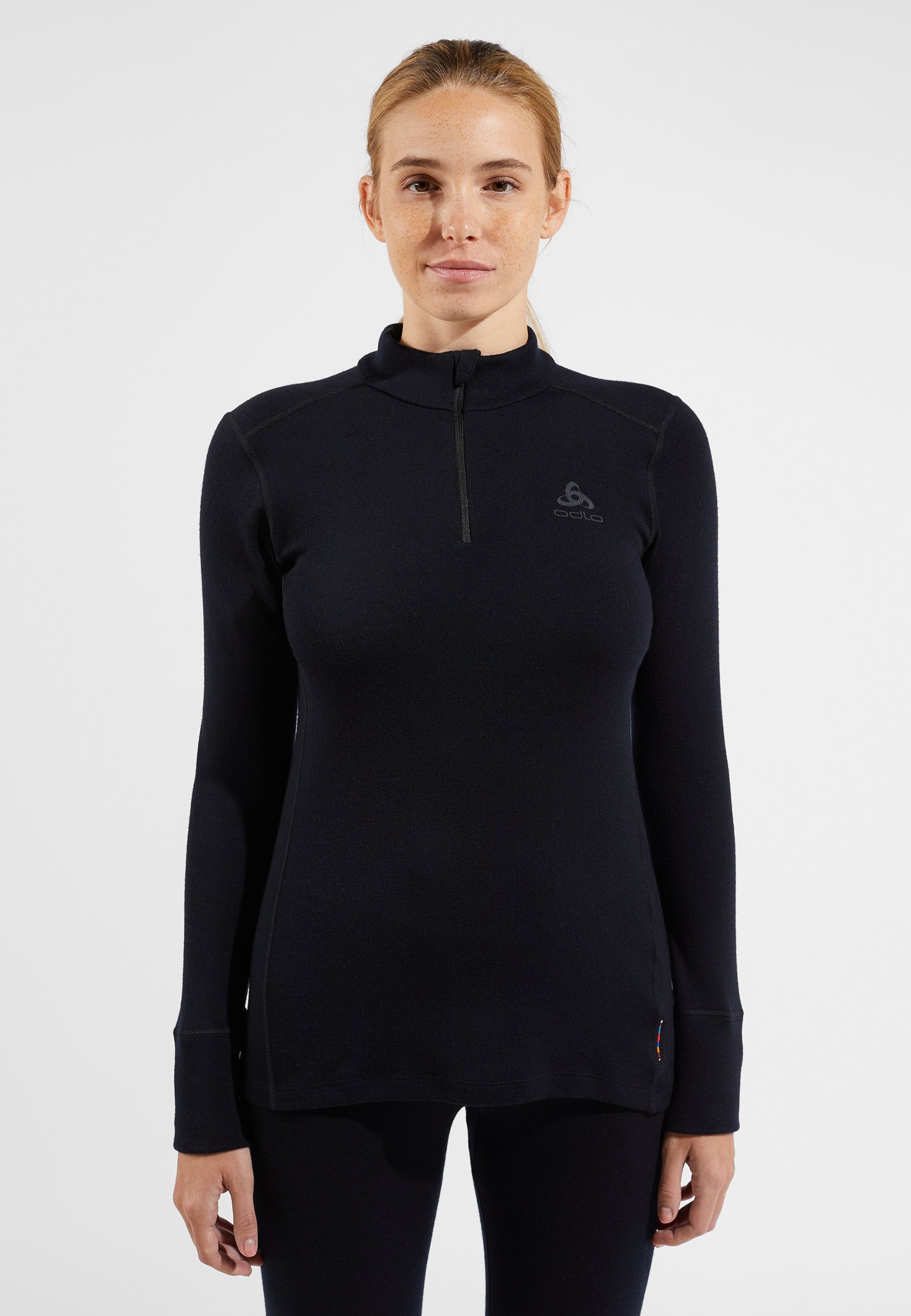 Natural Merino 260 Base Layer Half Zip in black