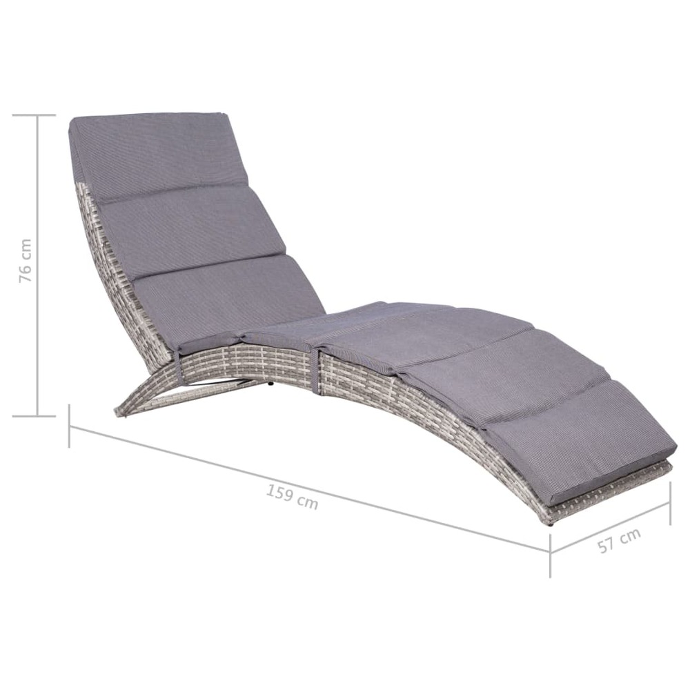 Transat chaise longue bain de soleil lit de jardin terrasse meuble d'extérieur pliable 159 x 57 x 76 cm avec coussin résine t