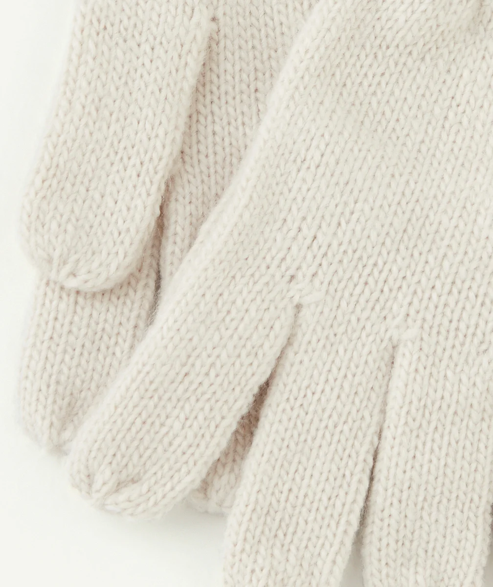 PAIRE DE GANTS FILLE EN FIBRES RECYCLÉES ÉCRU