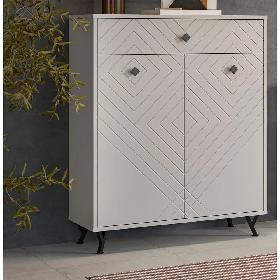 Hioshop Notes schoenenkast 2 deuren mat beige