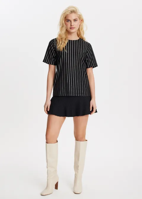 Jersey t-shirt met structuur zwart (ZWART)