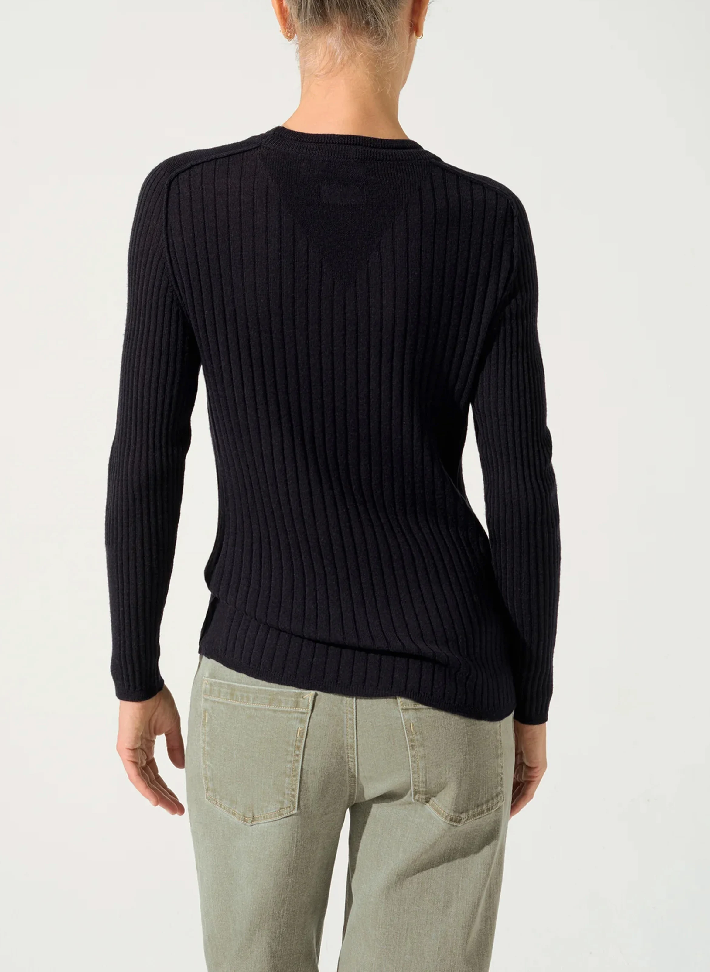 Pull maille fine en laine | Noir