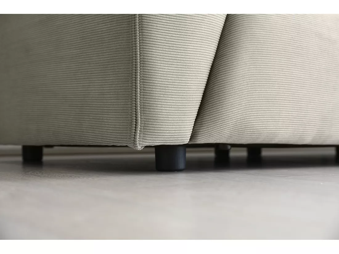 Canapé modulable 3 places + 1 pouf velours côtelé gris clair MONROE