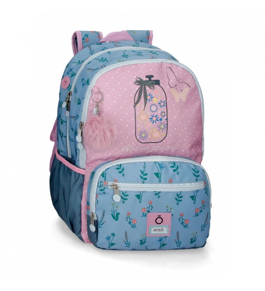 Enso Mochila EnsoWe Love Flowers duplo compartimento adaptável rosa