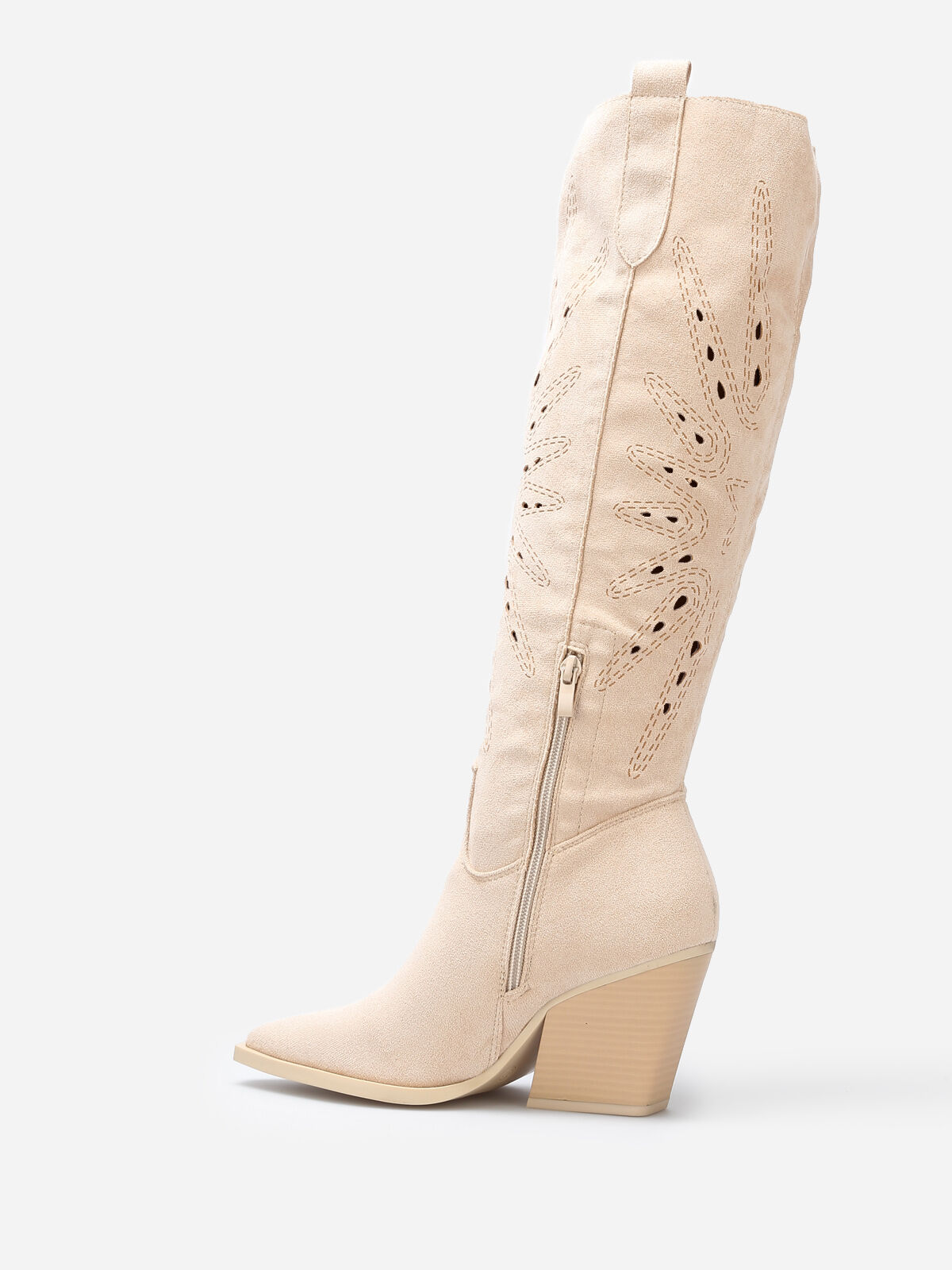 Bottes santiags en suédine ajourée- Beige