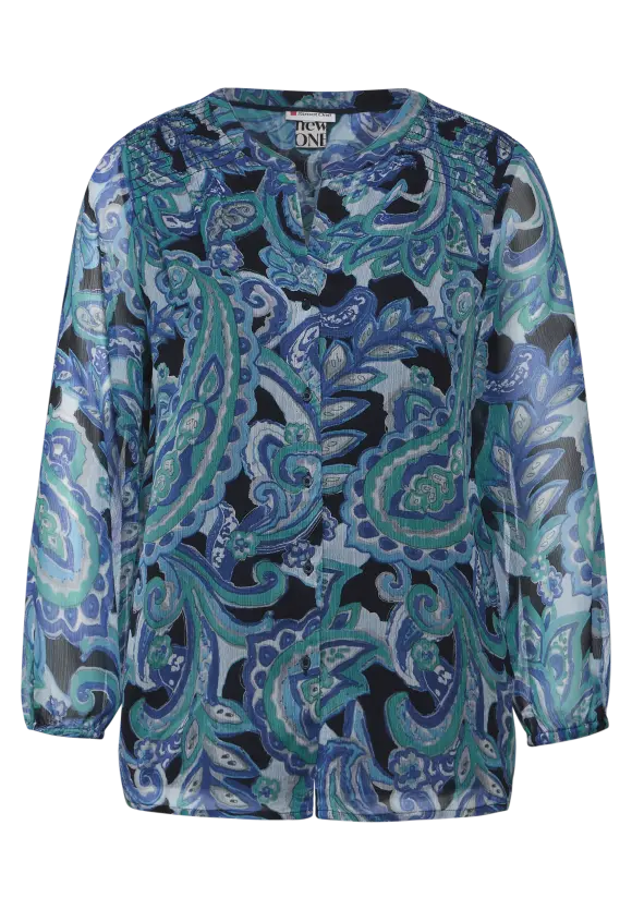 Print Chiffonbluse - intense aqua