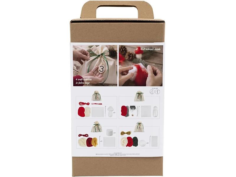 Creativ Company Adventskalender Bastelset Filzen, 4 Stück Adventskalender mit neuen Bastelprojekten