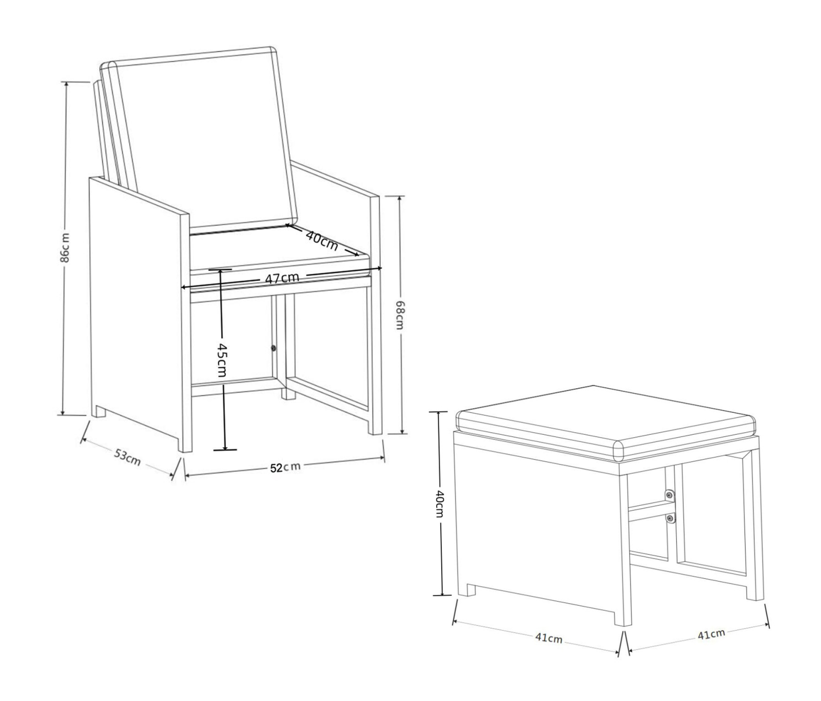 4-teiliges Gartenstuhl-Set RALOSO - braun - mit Hocker - Rattan