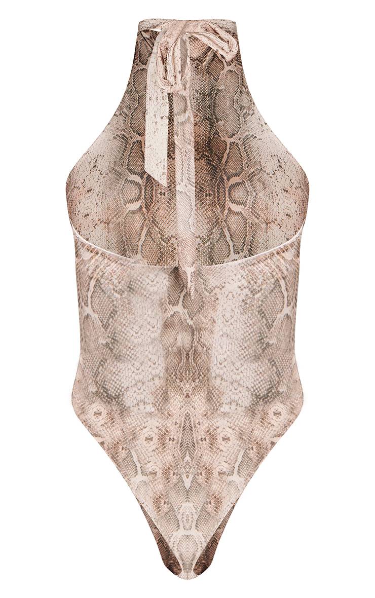 Snake Print Body Col Montant En Jersey Slinky Imprimé Synthétique Avec Jupe Coordonnée