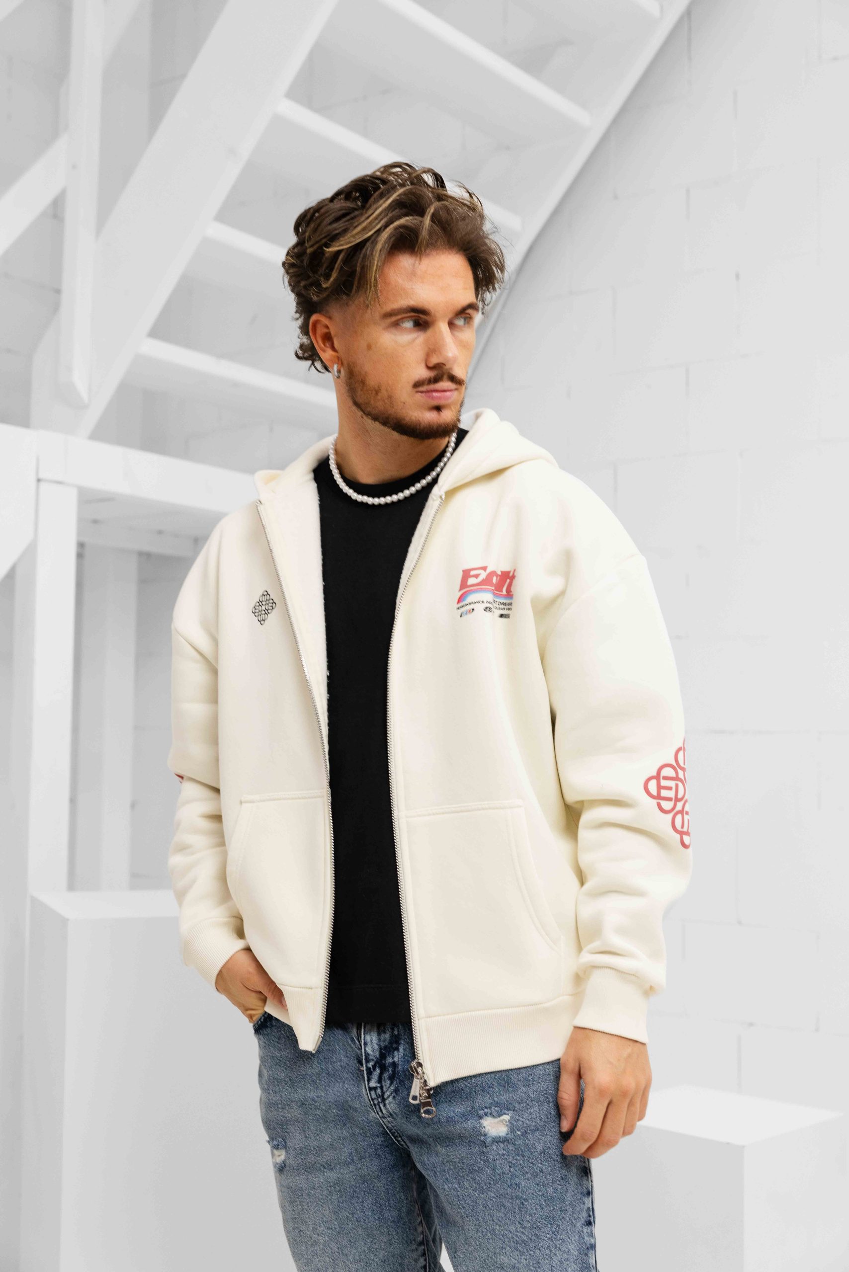 Equalité Desert Oversized Full Zip Hoodie Heren Gebroken Wit