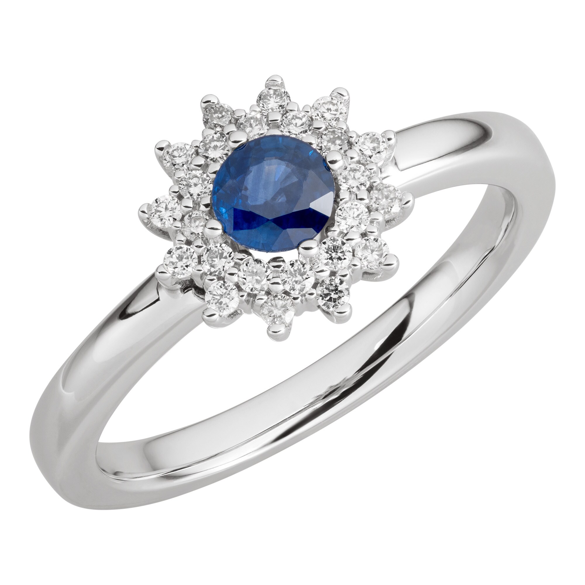 Orolino Ring 585 Gold mit 24 Brillanten zus. 0,19ct. und Safir blau