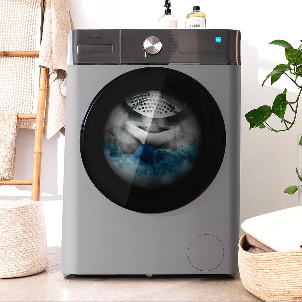 Cecotec Waschmaschine 8 kg Frontlader Bolero DressCode 8800 Inverter Steel A. 1400 U/min, 2000W, 16 Prog, Inverter Plus Motor, Niedriger Verbrauch, SteamMax, Automatische Beladung, XXL Touch-Display.