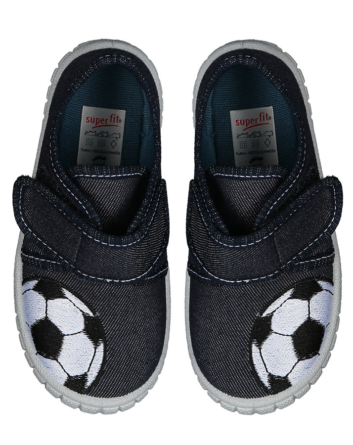 Klett-Hausschuhe FUßBALL FAN in jeansblau