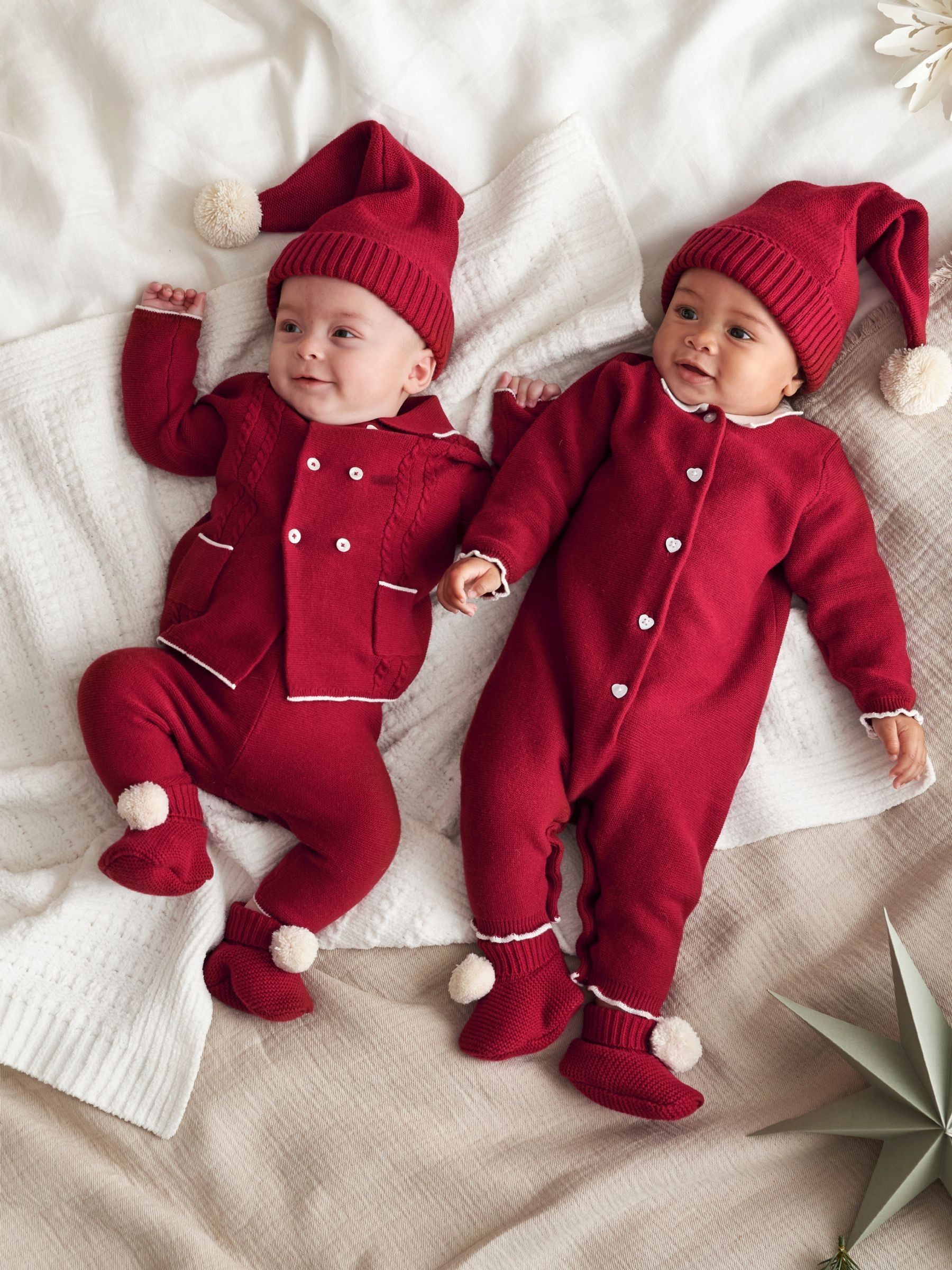 Mamas & Papas Rood Mr Santa Kerstmis Top & Leggings Gebreide Set