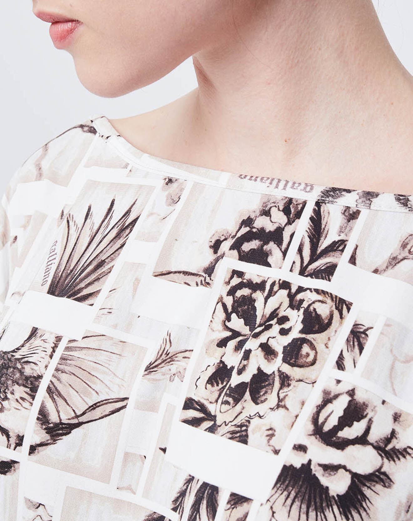 John Galliano Blouse imprimée blanc/beige