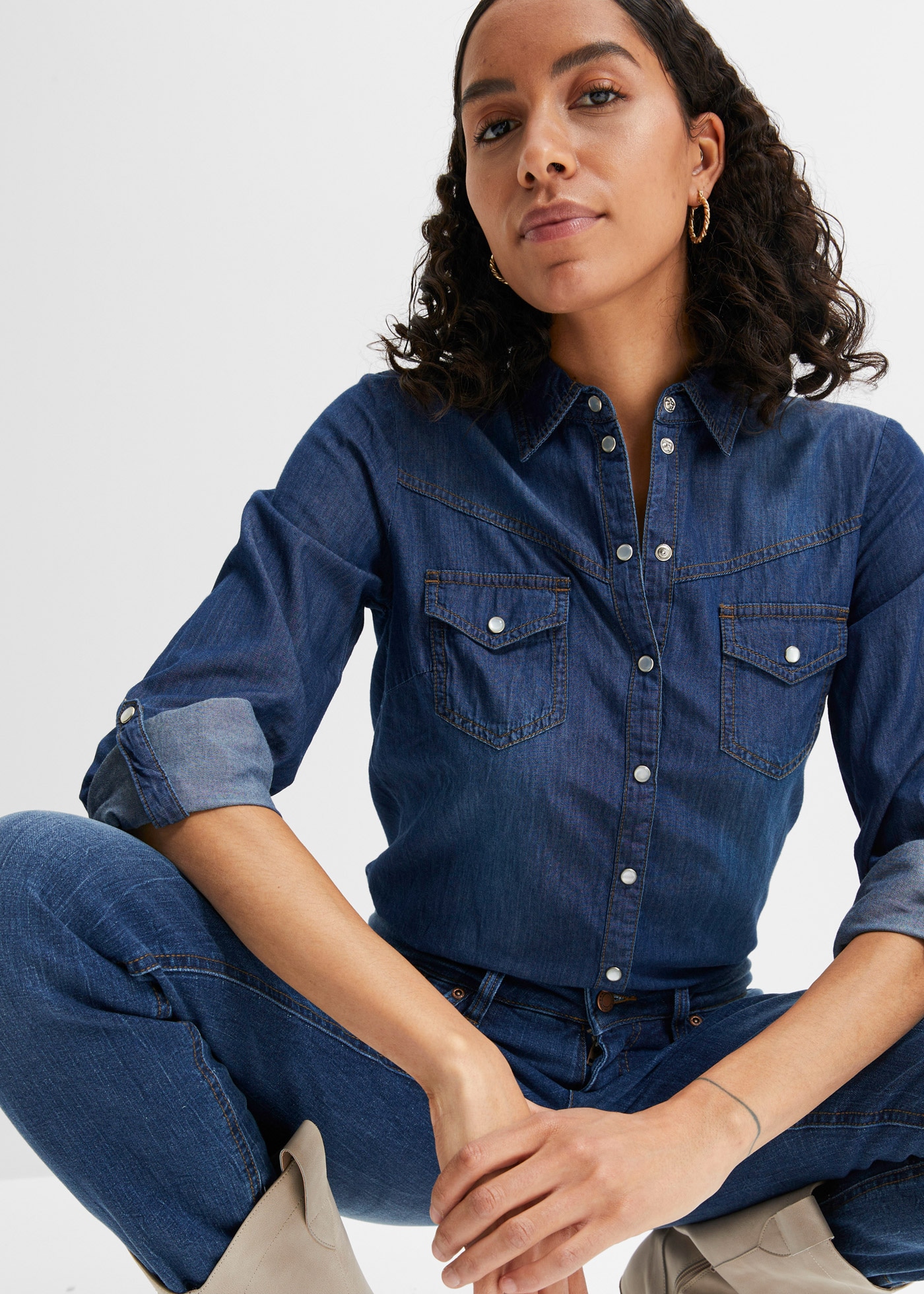 bonprix Jeansbluse , Jeanshemd