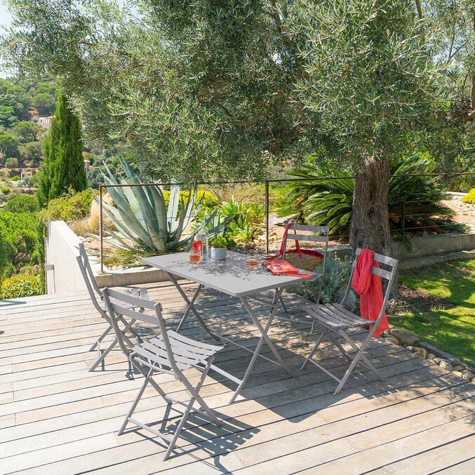 Ensemble table de jardin pliante rectangulaire + 4 chaises GREENSBORO Gris quartz