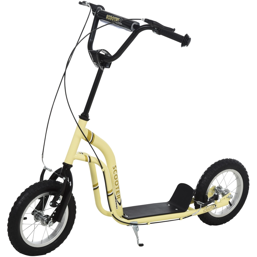 HOMCOM Tretroller mit Handbremse beige