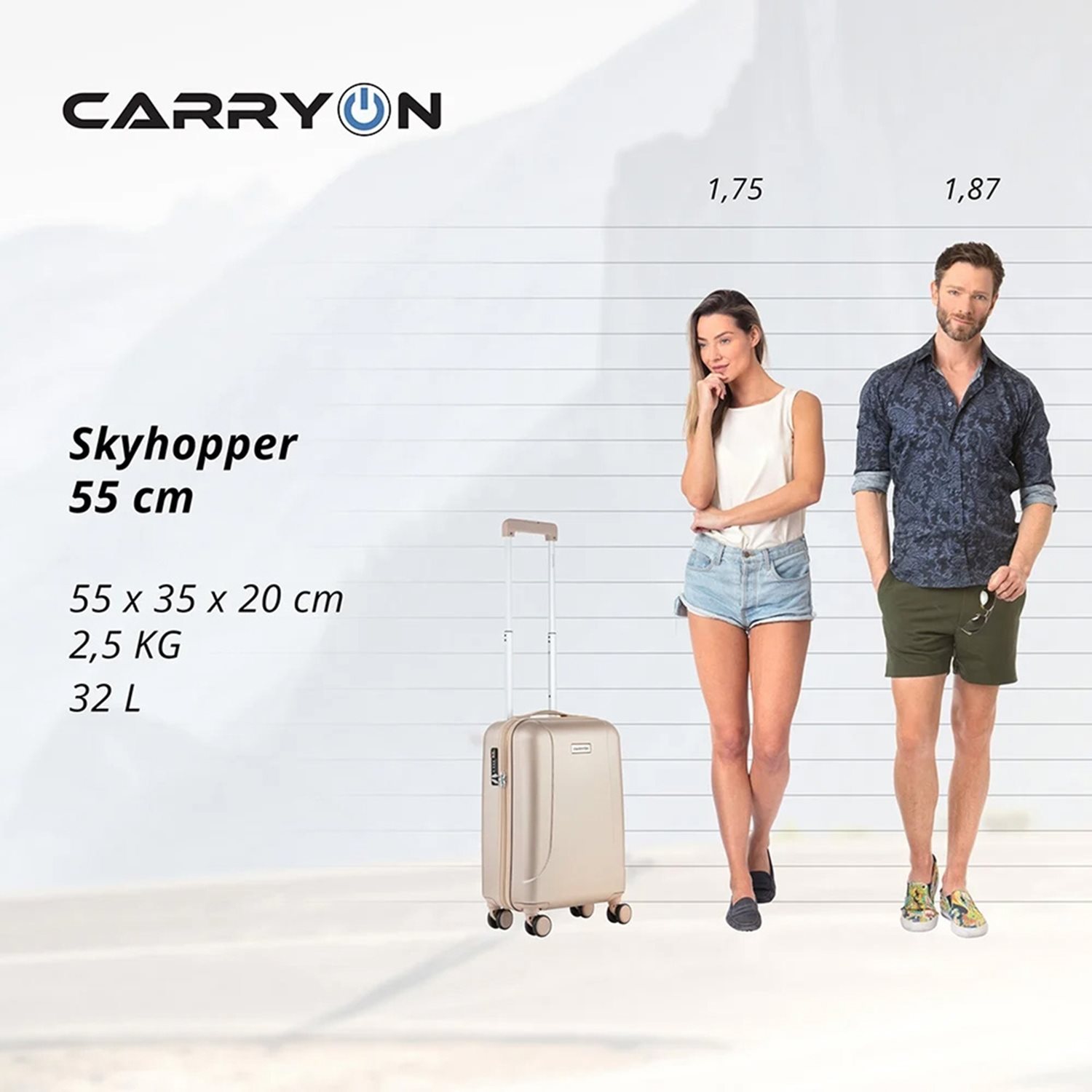 CarryOn Skyhopper 4 Wiel Trolley 55 champagne