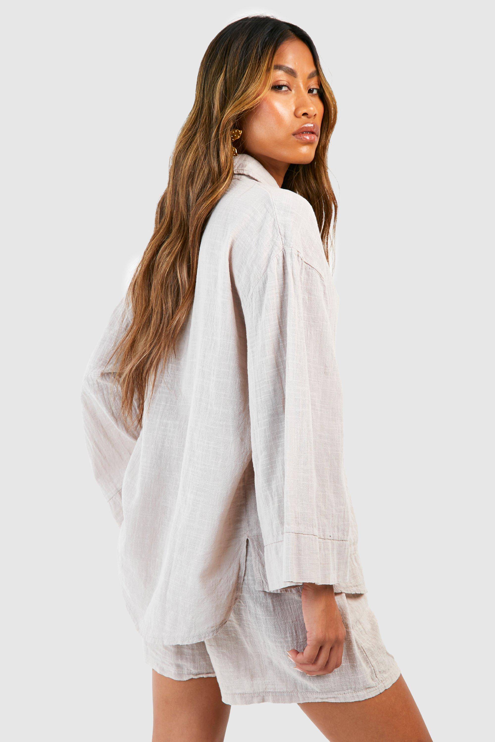 boohoo Chemise surdimensionnée en coton léger texturée