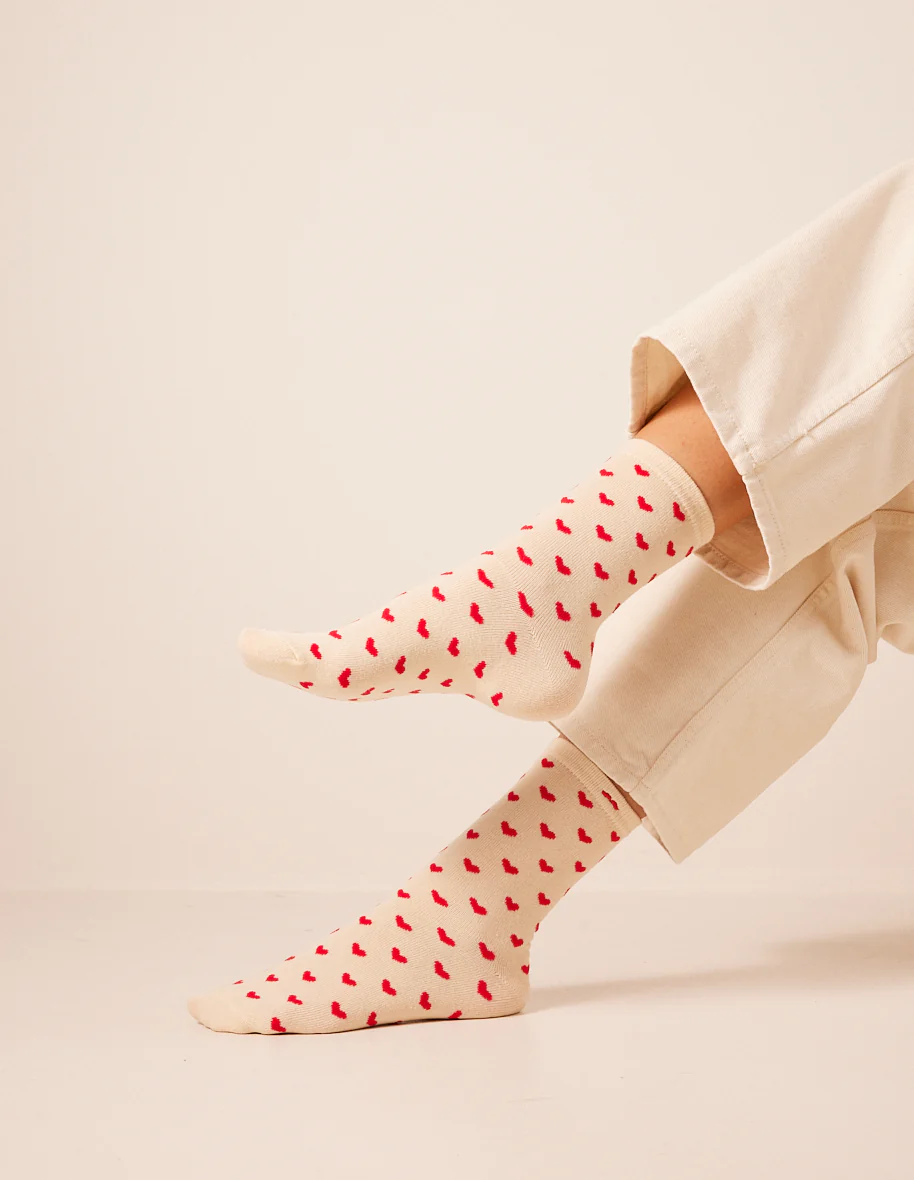 Pack de 3 chaussettes - Petit coeur Bordeaux doré