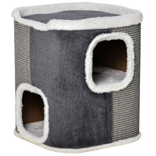 Arranhador de gato PawHut de 2 níveis, cinza