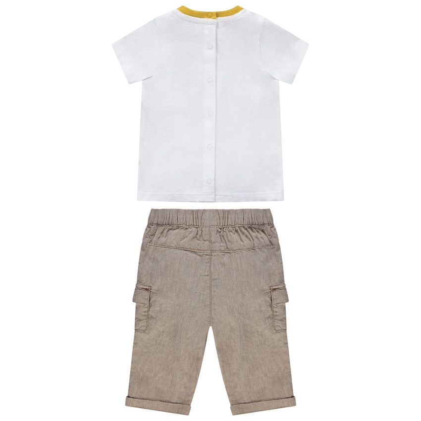 Ensemble avec t-shirt print tigre et bermuda à poches - Blanc
