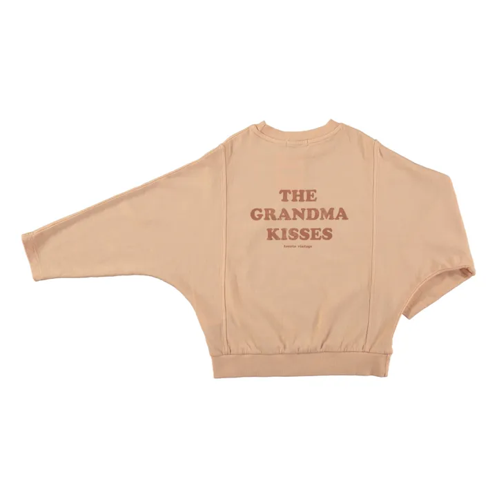 Tocoto Vintage Sweat Grandma Kisses Coton Bio | Rose pâle