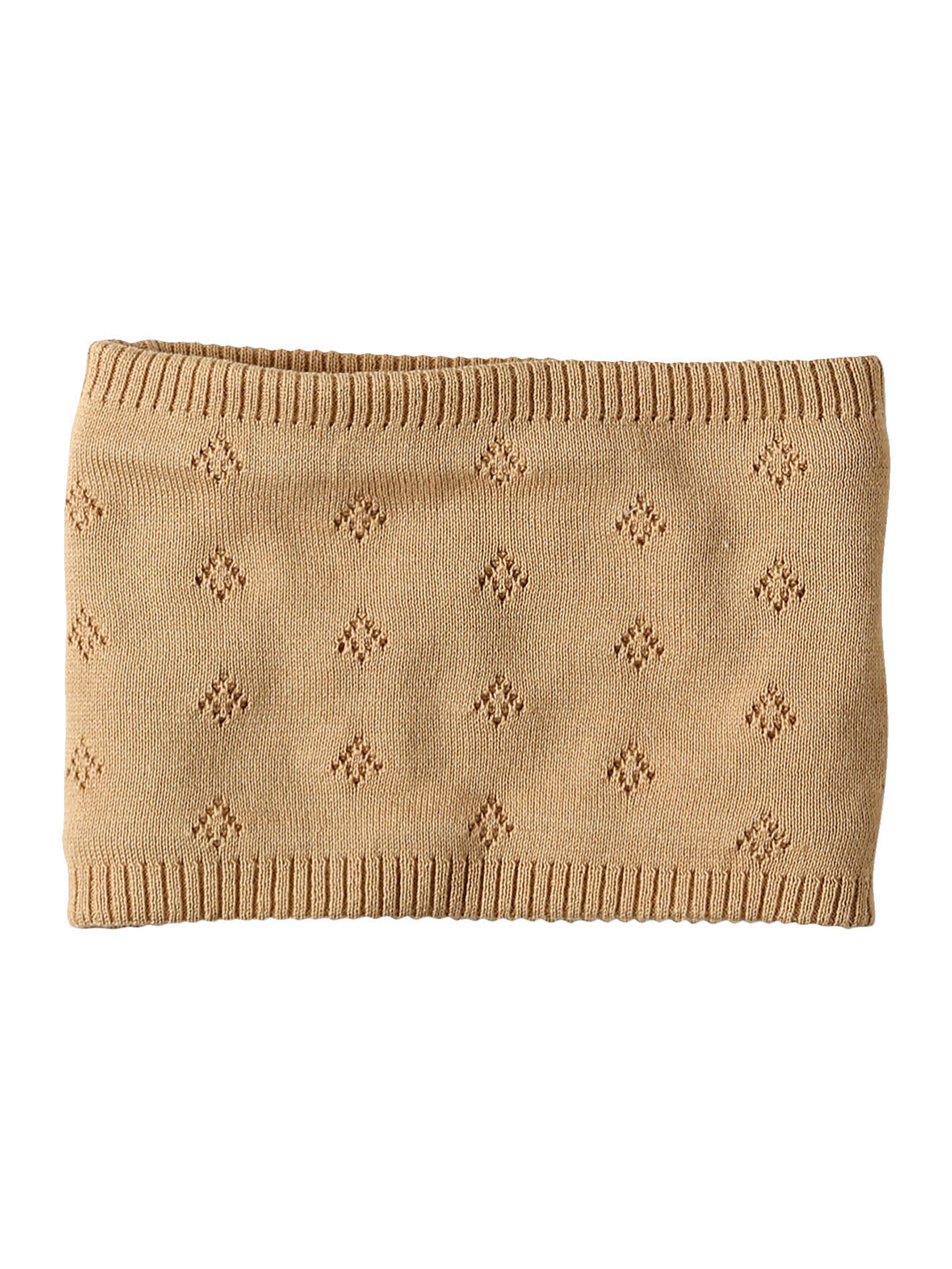 Vertbaudet Mädchen Baby-Set: Mütze mit Ohren, Rundschal & Handschuhe mit Lochmuster beige meliert