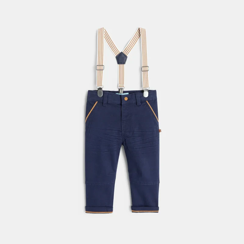 Pantalon à bretelles amovibles bleu bébé garçon Bleu