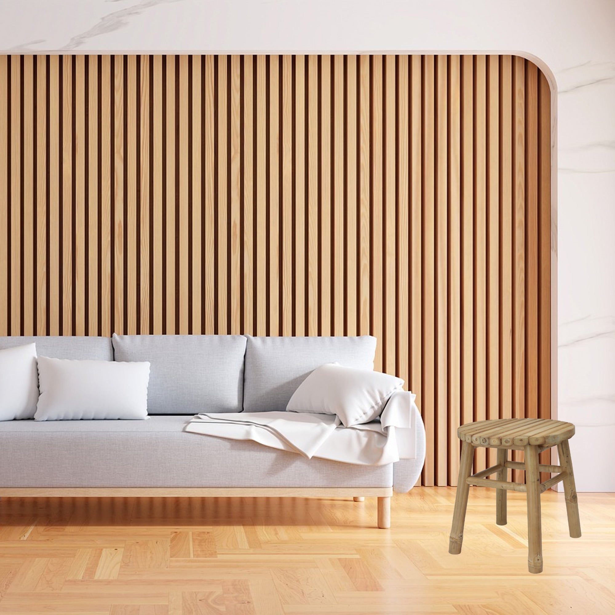 H&S Collection Krukje - plantentafel - bamboe hout - lichtbruin -
