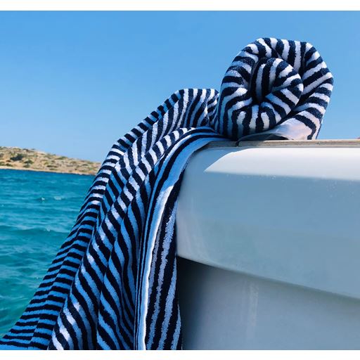 OMHU Frotté Stripe Håndklæde, Navy, 50x100 cm