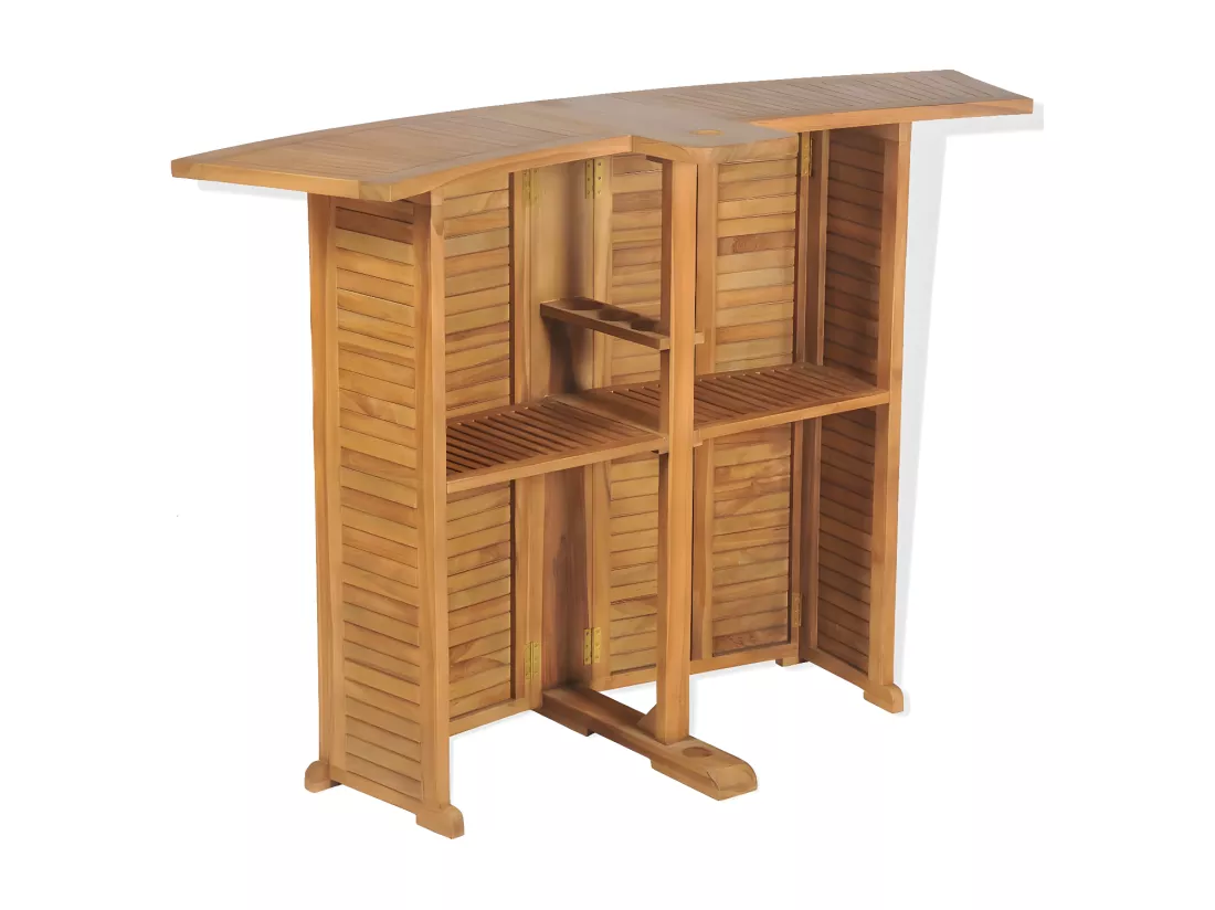 Prolenta Premium - Table pliable de bar 155x53x105 cm Bois de teck solide