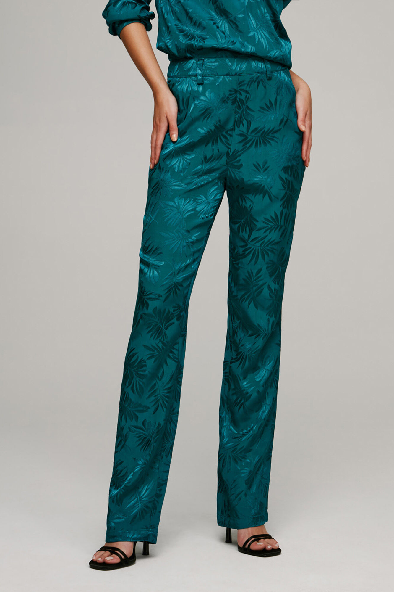 Calças de cetim jacquard - Verde