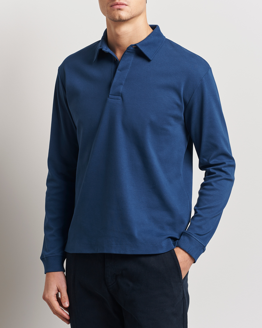 Sunspel Heavy Weight Polo Shirt Naval Blue