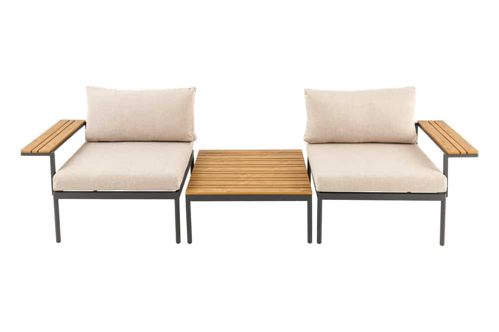 Outdoor Lounge Sitzgruppe MOBILE MODULAR 240cm anthrazit greige inkl. Kissen