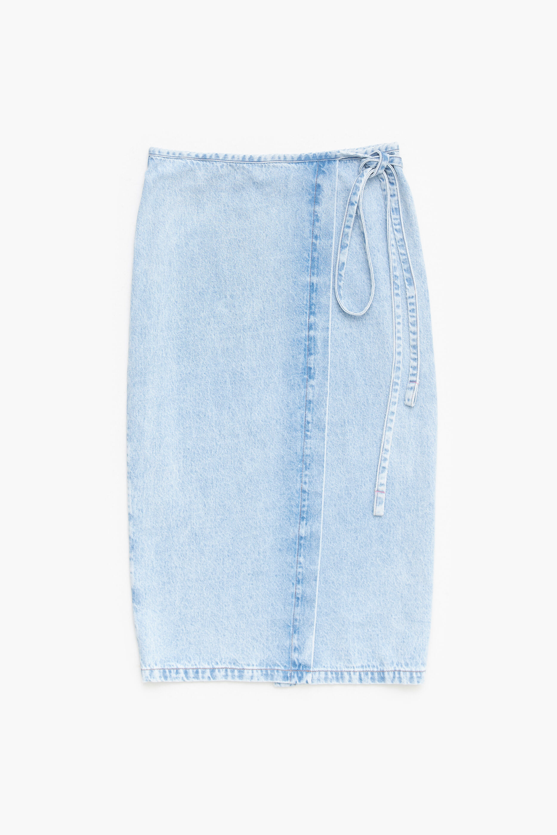 saia pareô midi em jeans azul claro