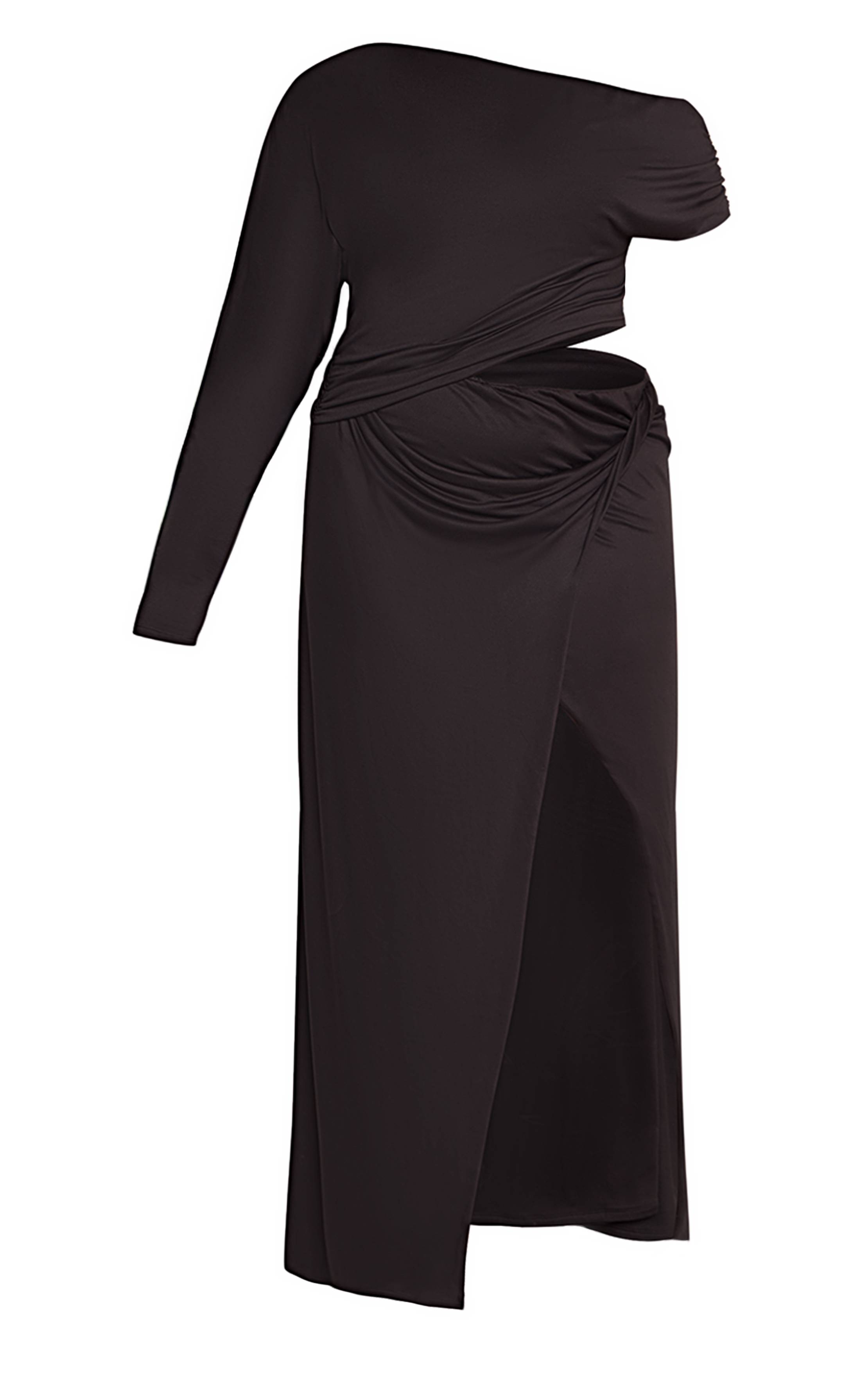 Charbon Robe Maxi Asymétrique Grande Taille Avec Découpes