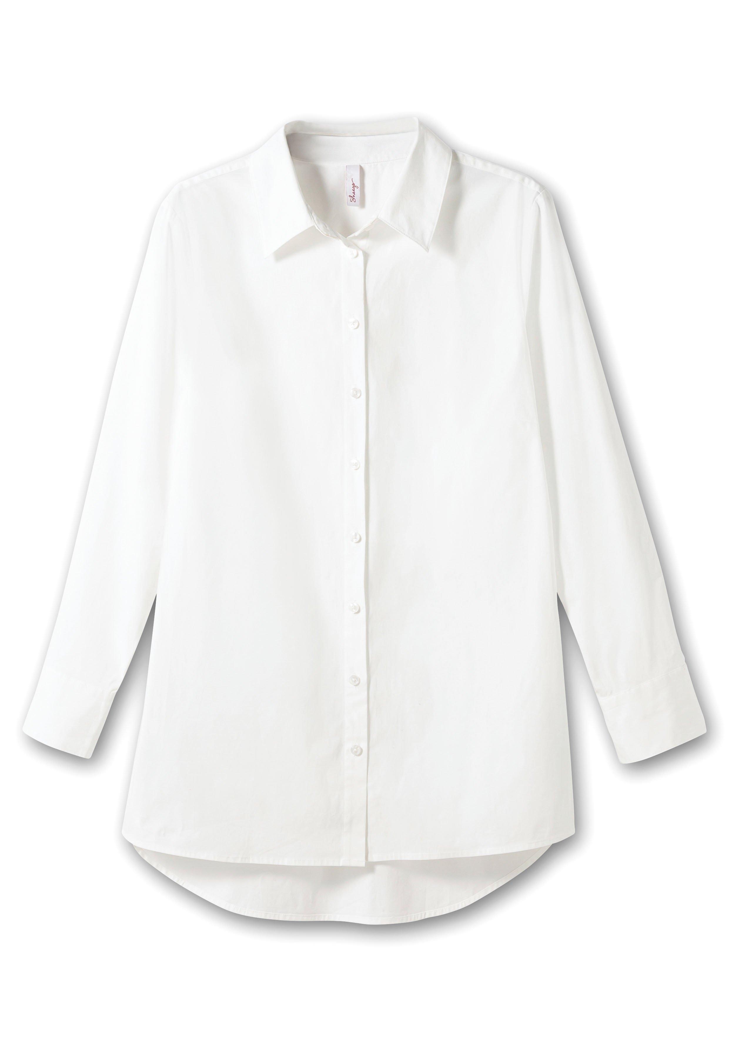 Longbluse mit Kontrast-Seitenschlitzen