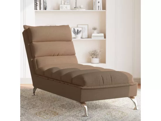 Chaise longue avec coussins marron tissu